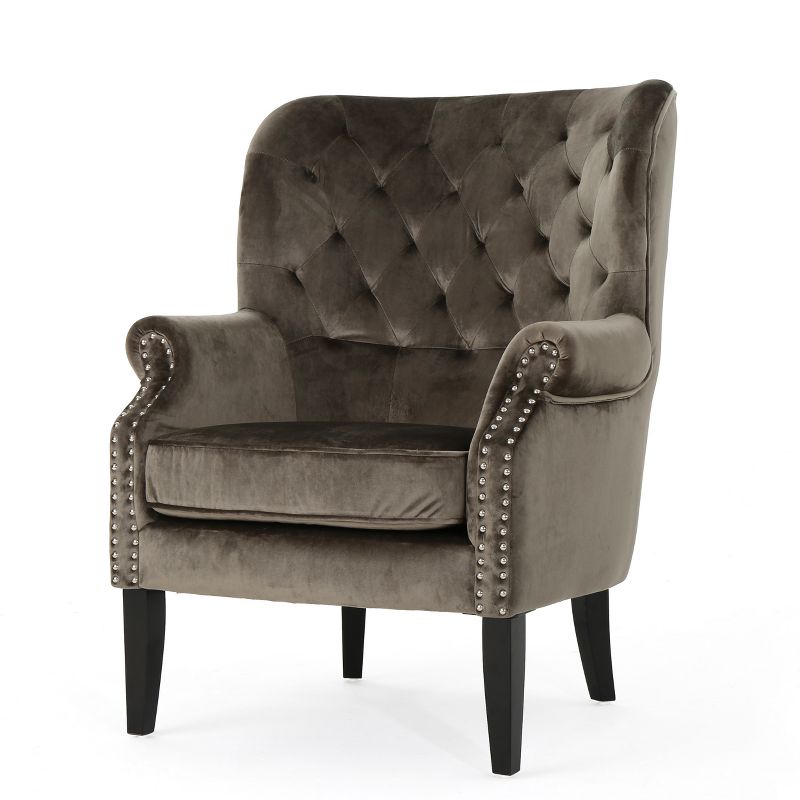 Tomlin New Velvet Club Chair Gray - Christopher Knight Home : Target