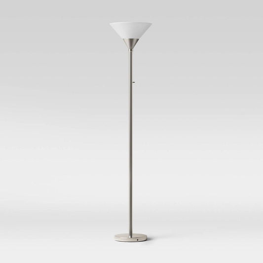 Torchiere Floor Lamp Silver with Glass Shade - Threshold