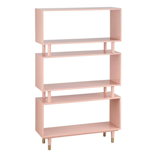 59.5" Margo Bookshelf Pink - Buylateral: Mid-Century Design, 3 Fixed Shelves, Cone Legs