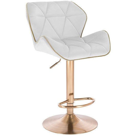 Modern Home Luxe Spyder Contemporary Adjustable Barstool/bar Chair With 360° Rotation (gold Base, White/gold Piping) : Target