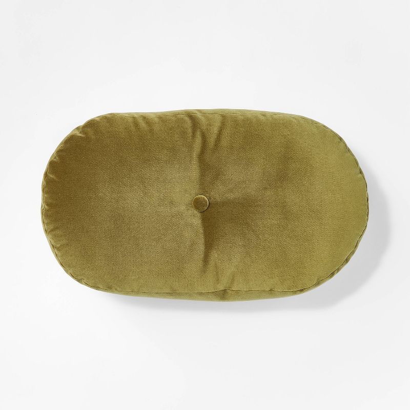 Velvet Oval Shaped Throw Pillow With Tufted Center Green - Threshold™ Designed With Studio Mcgee : Target