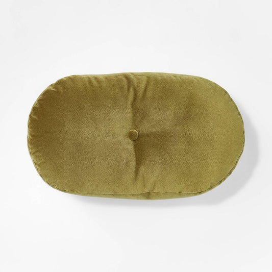 Velvet Oval Shaped Throw Pillow With Tufted Center Green - Threshold™ Designed With Studio Mcgee : Target