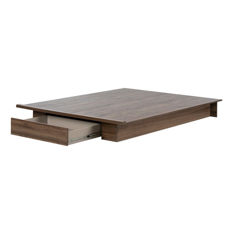 Queen Tao Platform Bed With Drawer Natural Walnut - South Shore : Target