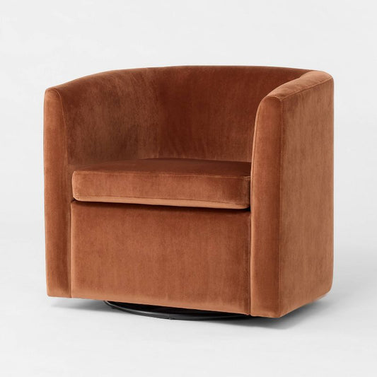 Vernon Upholstered Barrel Swivel Accent Chair Rust: No Assembly, Cushioned, Polyester - Threshold™ With Studio Mcgee : Target
