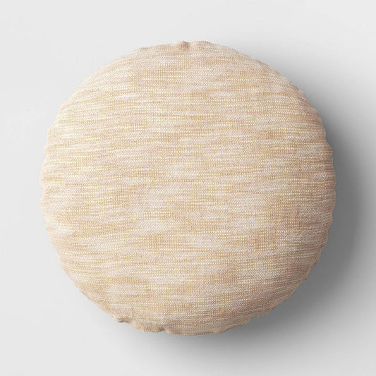 Woven Cotton Slub with Gold Lurex Round Throw Pillow Clay Pink - Threshold: Indoor Decorative Cushion for Couch or Floor