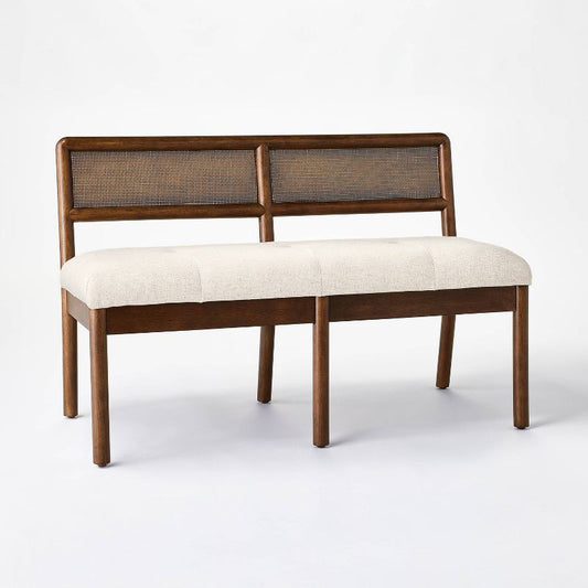 Woodspring Caned Back Bench Dark Walnut/cream - Threshold™ Designed With Studio Mcgee : Target