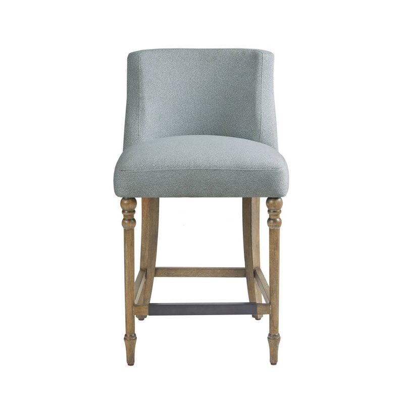 25" Delaney Upholstered Counter Height Barstool Blue - Martha Stewart: Square Seat, Wood Legs, Polyester Fabric : Target
