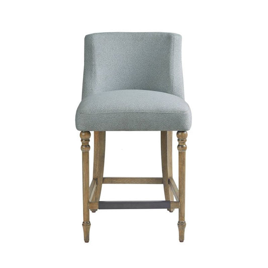 25" Delaney Upholstered Counter Height Barstool Blue - Martha Stewart: Square Seat, Wood Legs, Polyester Fabric : Target