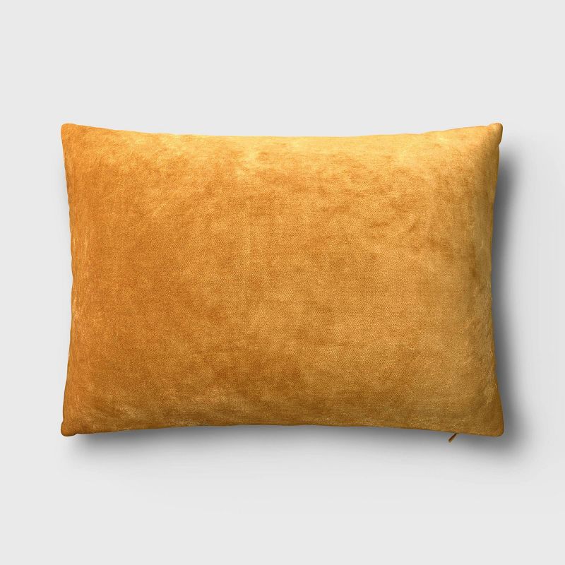 Oversize Washed Cotton Velvet Lumbar Throw Pillow Gold - Threshold