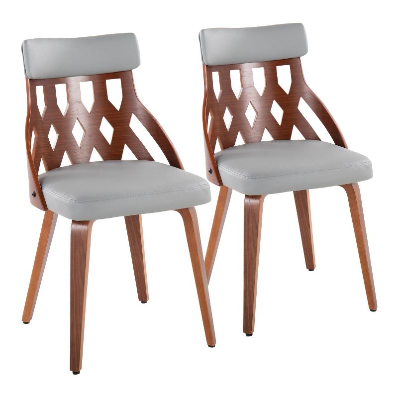 Set of 2 York Dining Chairs Walnut/Light Gray - LumiSource