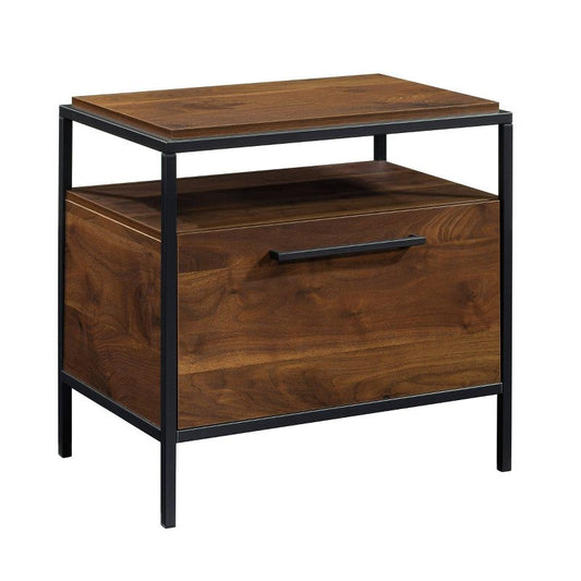 Nova Loft Nightstand With Drawer Grand Walnut - Sauder: Laminated Bedside Table, Mdf, Metal Hardware : Target