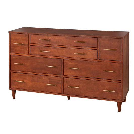 Ana 8 Drawer Dresser Oak - Lifestorey: Mid-Century Modern, MDF & Wood Veneer, Cone Legs, 34.3 Height