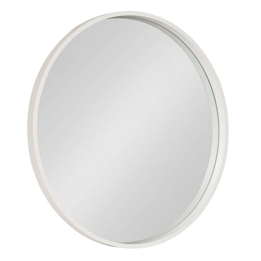 26" x 26" Travis Round Wood Accent Wall Mirror White - Kate and Laurel All Things Decor