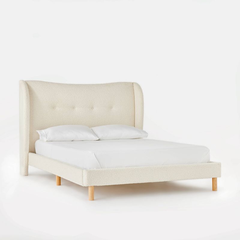 Queen Kessler Bed In Cream Faux Shearling - Threshold™ Designed With Studio Mcgee: Luxury Glam Style, Plywood Frame, Spot Clean : Target