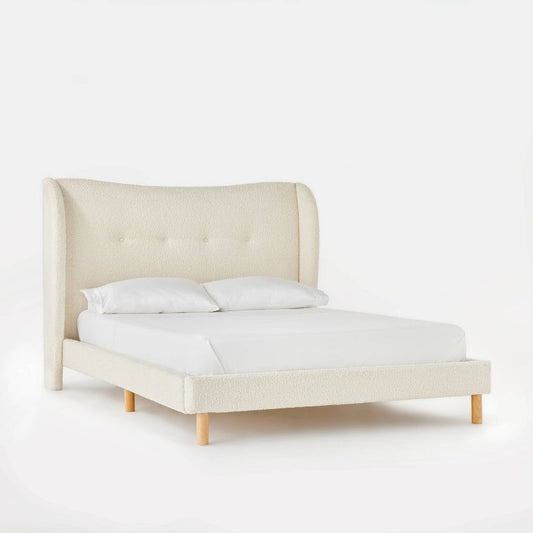 Queen Kessler Bed In Cream Faux Shearling - Threshold™ Designed With Studio Mcgee: Luxury Glam Style, Plywood Frame, Spot Clean : Target