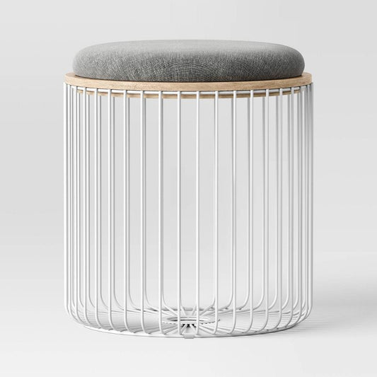 Wire Storage Dorm Table And Ottoman White - Room Essentials™: Padded, No Assembly, Metal Frame : Target