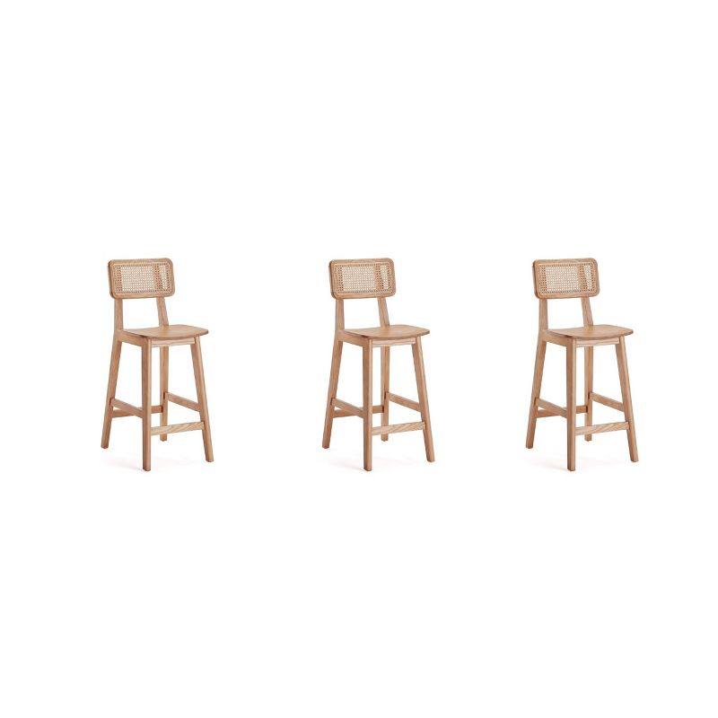 Set Of 3 Versailles Wood Counter Height Barstools Natural: Manhattan Comfort, Ash Frame, Footrest : Target