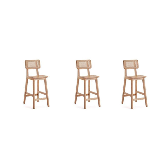 Set Of 3 Versailles Wood Counter Height Barstools Natural: Manhattan Comfort, Ash Frame, Footrest : Target