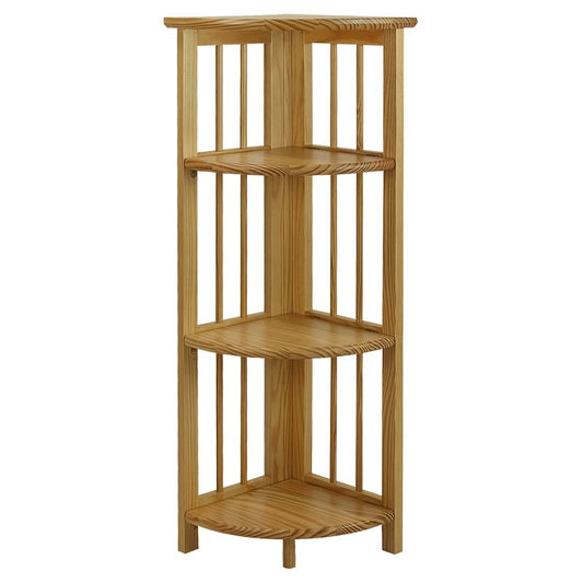 38" Folding 4 Tier Corner Shelf Light Brown - Flora Home: Solid Wood, Space-Saving Design