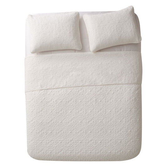 Vcny 3pc Full/queen Caroline Embossed Quilt Set White: Hypoallergenic Microfiber, Includes 2 Shams : Target