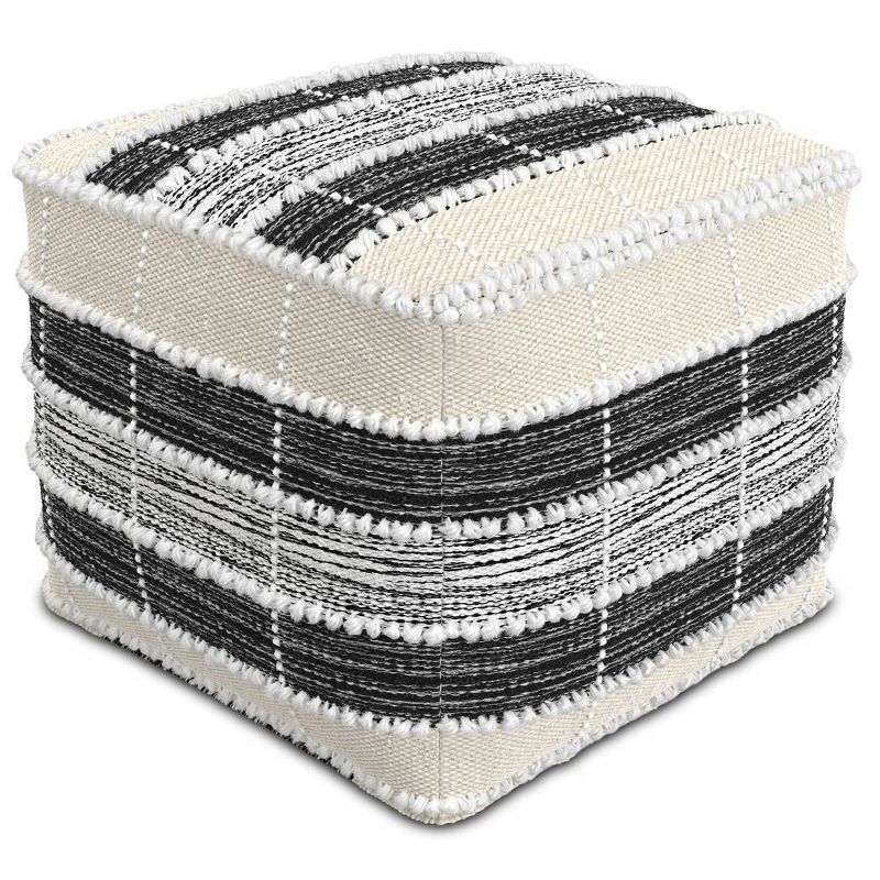 Highland Square Pouf White/beige/black - Wyndenhall: Indoor/outdoor, Uv Resistant, 250lb Capacity : Target