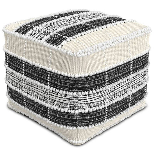 Highland Square Pouf White/beige/black - Wyndenhall: Indoor/outdoor, Uv Resistant, 250lb Capacity : Target