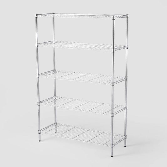 5 Tier WideWire Shelving Chrome - Brightroom: Adjustable Steel Storage, 350lb Capacity, Chrome-Plated