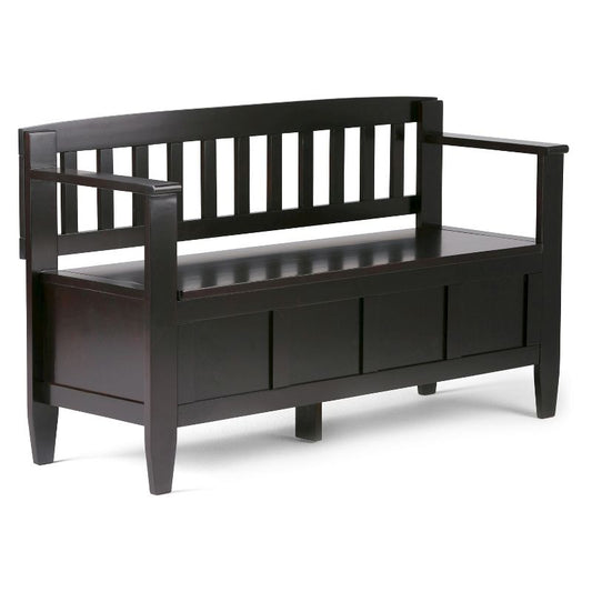 48" Riverside Solid Wood Entryway Storage Bench Coffee Brown - Wyndenhall: Unupholstered Ottoman, Pine & Mdf Frame : Target