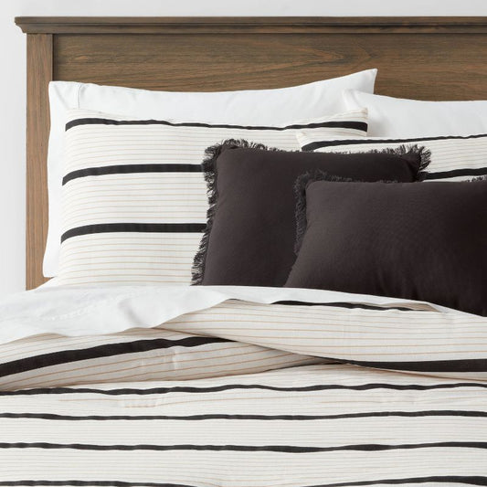 5pc King Modern Stripe Comforter Set Off-white - Threshold™: Cotton Woven, Includes Decorative Pillows : Target