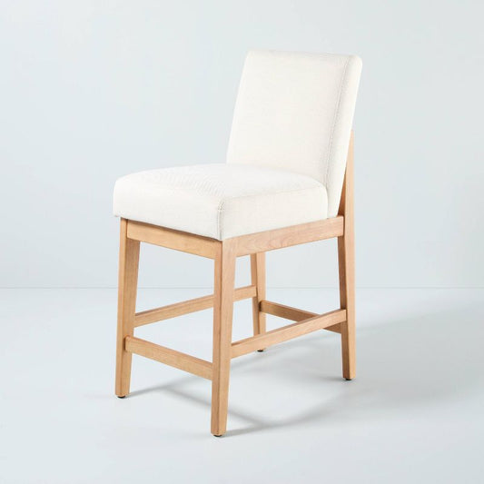 Upholstered Natural Wood Slipper Counter Stool Natural/cream - Hearth & Hand™ With Magnolia: Rubberwood Frame, Polyester Upholstery : Target