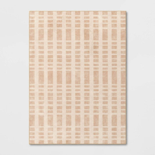4'x5'6" Washable Checkered Area Rug Tan - Room Essentials
