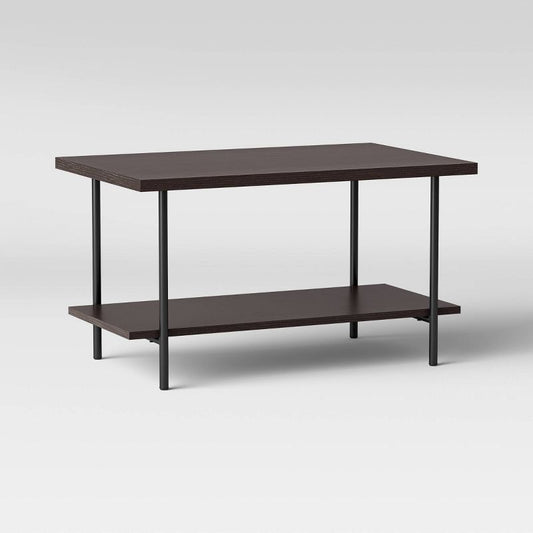 Wood And Metal Coffee Table Espresso - Room Essentials™: Modern Rectangular Design, Steel Frame, 18" High : Target