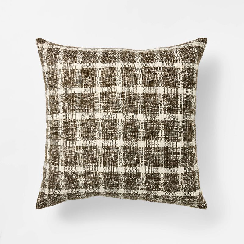 Oversized Woven Plaid Square Throw Pillow - Threshold™ Designed With Studio Mcgee: Cotton Exterior, Indoor Use, Hidden Zipper Closure : Target