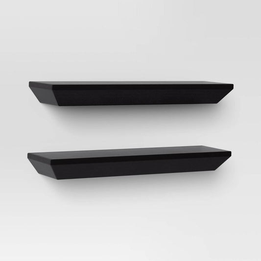 2pc Wedge Shelves Black - Threshold: Wood Frame, No Assembly, FSC Certified, 16" Width