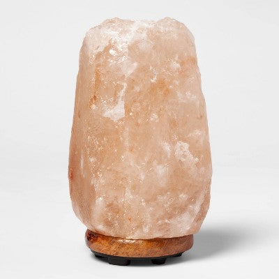 Salt Table Lamp Natural - Himalayan Glow: Hand Carved, Soothing Amber Light, Neem Wood Base, ETL-Approved Cord
