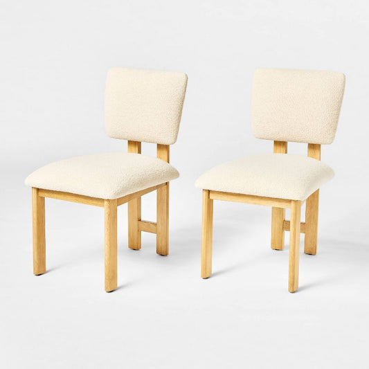 2pk Modern Upholstered Wood Dining Chair Cream - Threshold™ Designed With Studio Mcgee: Lacquered Rubberwood, Polyester Upholstery : Target