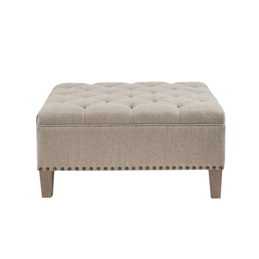 Kylie Tufted Square Cocktail Ottoman Taupe - Madison Park: Elegant Button Tufted, Nailhead Trim : Target
