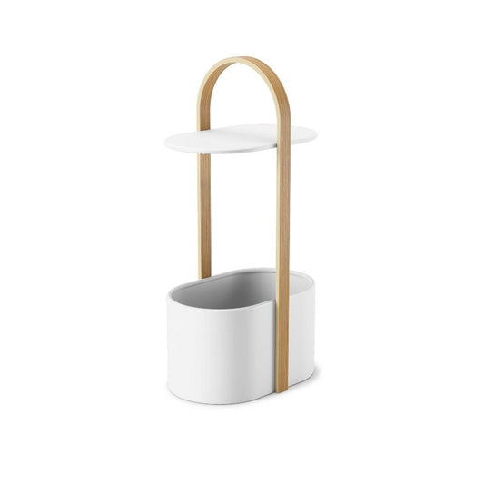 Umbra Bellwood Storage Table White/natural: Novelty Shaped, Wood & Steel, With Shelf : Target