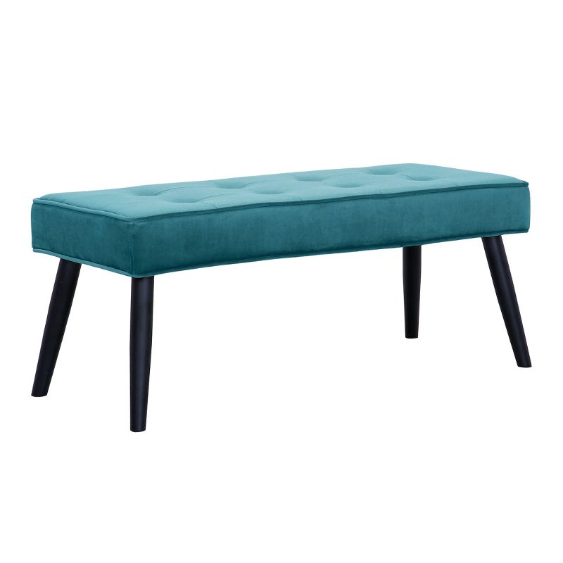 WestinTrends Velvet Tufted Bedroom Bench for Living Room & Entryway, Velvet Teal