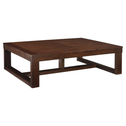 Watson Rectangular Cocktail Table Dark Brown - Signature Design By Ashley: Modern Trestle Base, Hardwood Veneer : Target