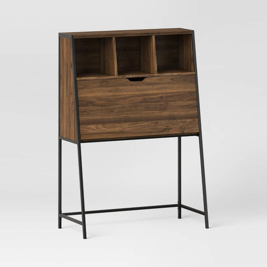 Loring Secretary Desk With Hutch And Charging Station Walnut - Threshold™: Home Office Furniture, Writing Space : Target
