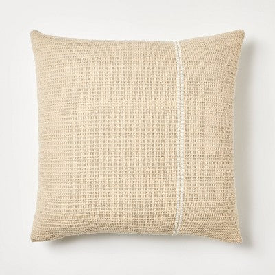 Oversize Embroidered Striped Lumbar Throw Pillow Cream - Threshold designed with Studio McGee