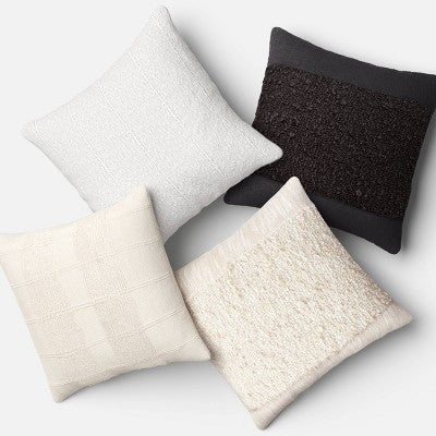 Textural Solid Square Throw Pillow Black - Threshold