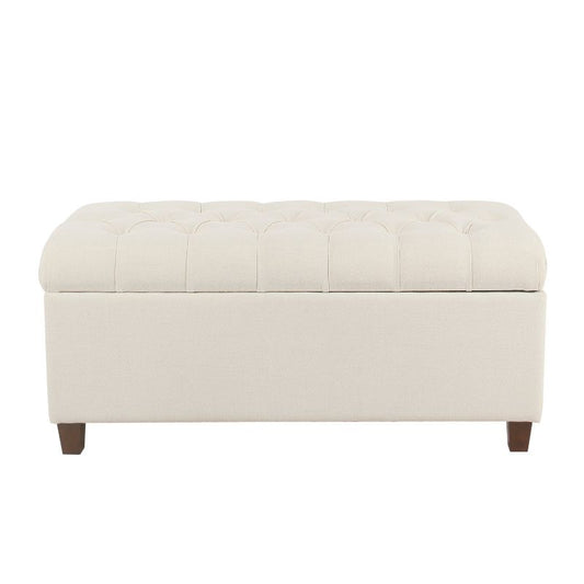 Ainsley Button Tufted Storage Bench Cream - Homepop: Upholstered Ottoman For Family Room : Target