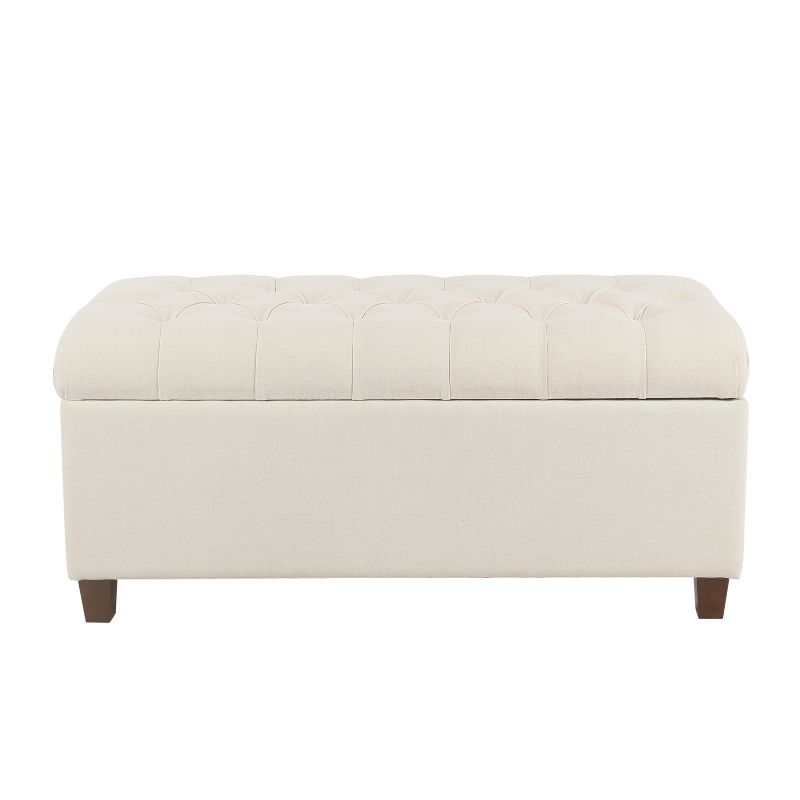 Ainsley Button Tufted Storage Bench Cream - Homepop: Upholstered Ottoman For Family Room : Target