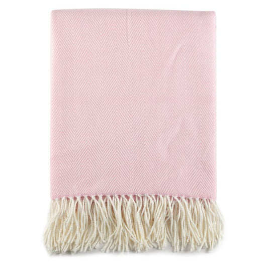 50"x60" Herringbone Tassel Fringe Throw Blanket Pink - Saro Lifestyle
