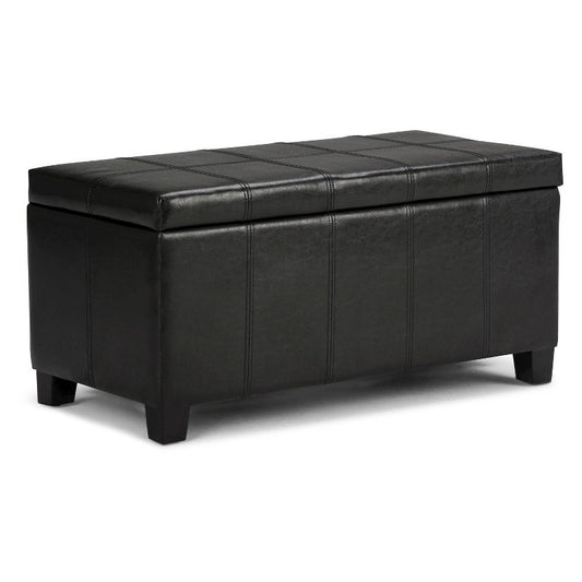 36" Lancaster Storage Ottoman Bench Midnight Black - Wyndenhall: Faux Leather, Lift Up Lid, Wood Legs : Target