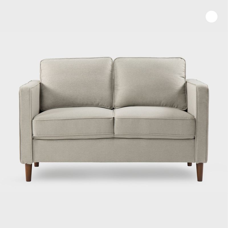 Mellow Hana Modern Linen Fabric Loveseat With Armrest Pockets Sand Gray : Upholstered Polyester, Eucalyptus Frame : Target