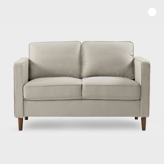 Mellow Hana Modern Linen Fabric Loveseat With Armrest Pockets Sand Gray : Upholstered Polyester, Eucalyptus Frame : Target