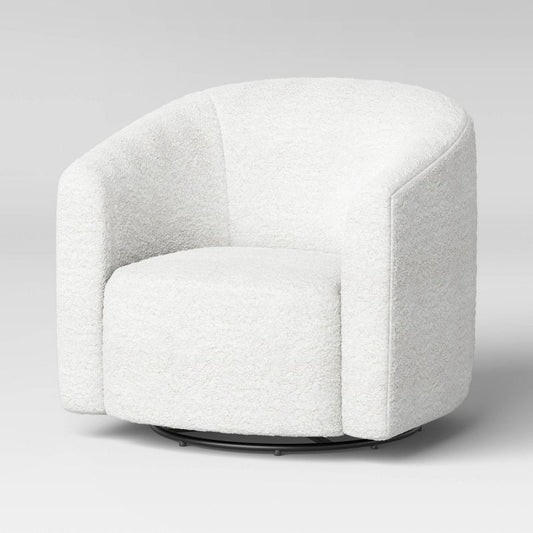 Large Aveline Swivel Chair Cream Faux Shearling - Threshold